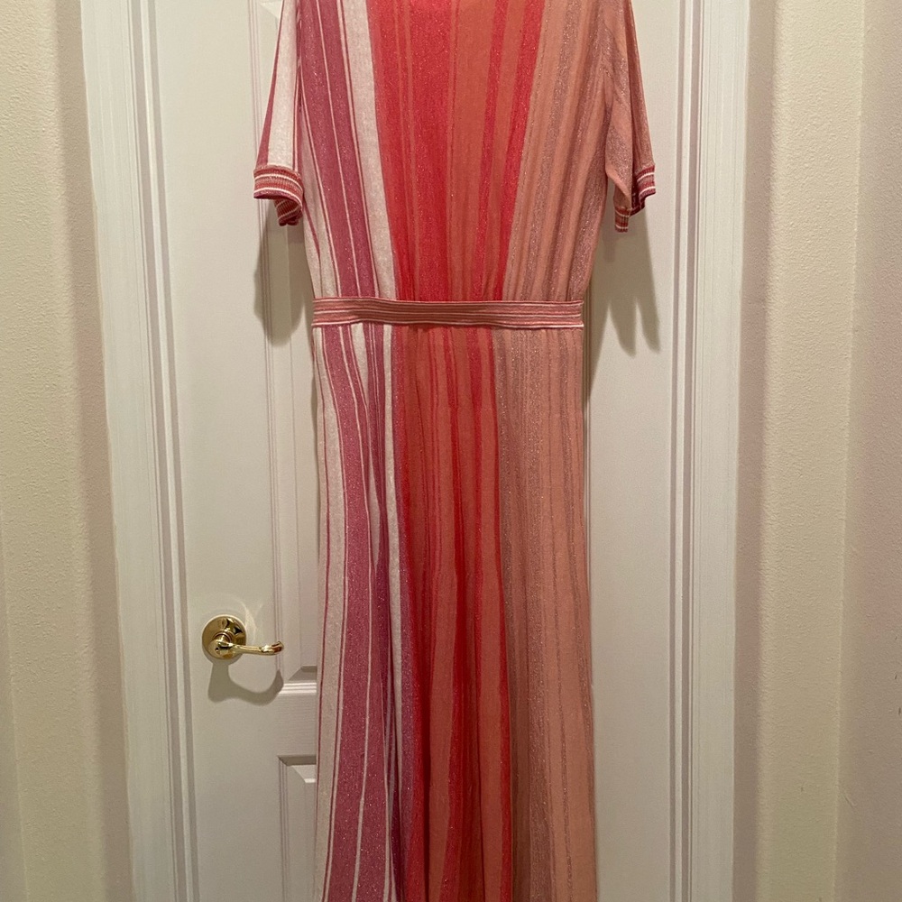MARELLA Pink and Red Striped Maxi Dress